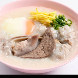 โจ๊กหมู ใส่ทุกอย่าง + ไข่ลวก