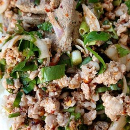 [อร่อยซ่ากับโค้ก] ข้าวราดลาบหมู +  โค้ก ออริจินัล (ขวด) 