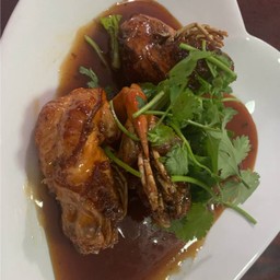 กุ้งแม่น้ำราดซอสมะขาม