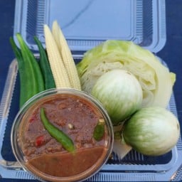 น้ำพริก+ผักลวก3ชนิด+มะเขือสด