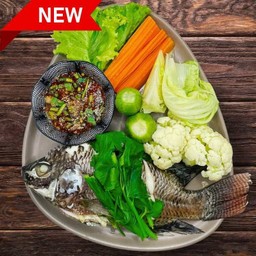 เซ็ทปลานิลนึ่ง+ผักลวก ฟรีน้ำพริกปลาร้า