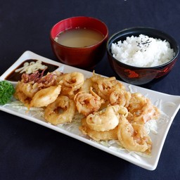 Tako Tempura Don ข้าวปลาหมึกทอด พร้อมซุป
