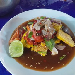ยำข้าวโพดกุ้งสด