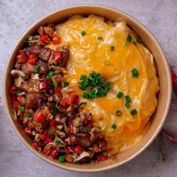 ข้าวไข่ข้น+เนื้อแดดเดียวคั่วพริกเกลือ