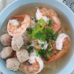 ข้าวต้มหมูเด้ง+กุ้ง