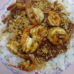 กุ้งกระเทียม ราดข้าว