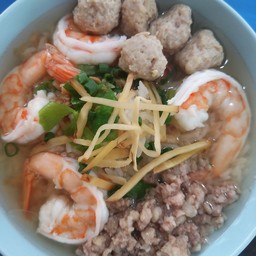 ข้าวต้มหมูสับ,หมูเด้ง,กุ้ง