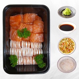 หางหั่นเต๋า 100 กรัม + ท้องล้วน 100 กรัม