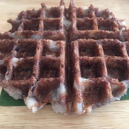 วอฟเฟลบ้าบิ่นมะพร้าวอ่อนข+ +ลูกชิด(  เจ  ทานได้ค่ะ)