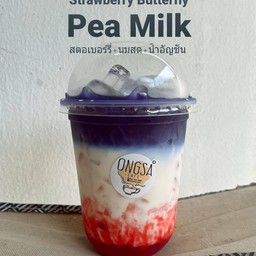 Strawberry Butterfly Pea Milk.