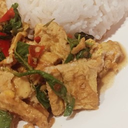 ไข่เจียวกะเพราราดข้าว