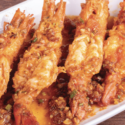 กุ้งแม่น้ำ8 ตัวโล ทอดซอสมันกุ้งแถมปูไข่ดองน้ำปลา