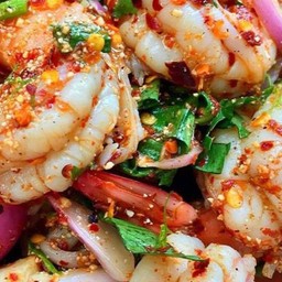 ลาบกุ้งราดข้าว