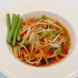 สลัดมะละกอ (ตำไทยไม่ใส่พริก) Papaya salad (No chili)