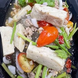 ยำวุ้นเส้นหมูสับ+หมูยอ