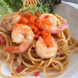 สปาเกตตี้ไข่กุ้งพริกกระเทียม