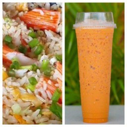 ข้าวผัดปูอัด + ชาเย็น