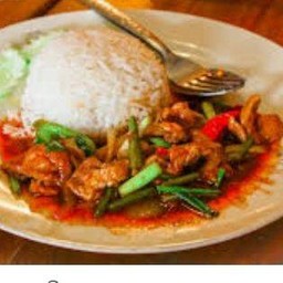 ผัดพริกเผาไก่+ข้าวหอม
