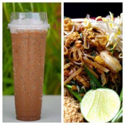 ผัดไทยธรรมดา + กาแฟเย็น