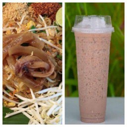 ผัดไทยธรรมดา + โอวัลตินเย็น