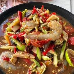 ตำแตง หมูยอ กุ้งสด