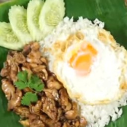 ข้าวไก่กระเทียมไข่ดาว