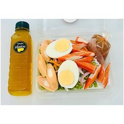 SET1 ยำขนมจีนปูอัด + ไส้กรอกไก่หนังกรอบ + ไข่ต้ม + น้ำสมุนไพร