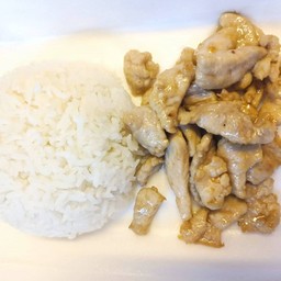 หมูทอดกระเทียม+ ข้าว