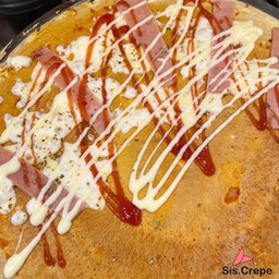 เครปร้อน ซอสพิซซ่า+แฮม+ชีส