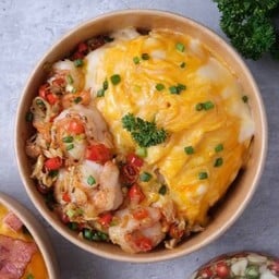 ข้าวไข่ข้น+กุ้งคั่วพริกเกลือ