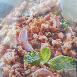 ลาบหมูXข้าวเหนียวXโค้กใส่น้ำแข็ง