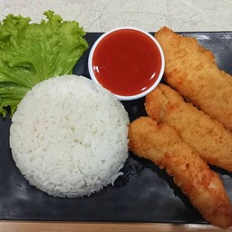 ข้าวหน้า สันในไก่กรอบ