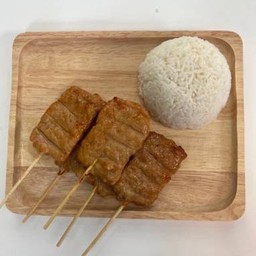 หมูปิ้ง5ไม้กับข้าวสวย