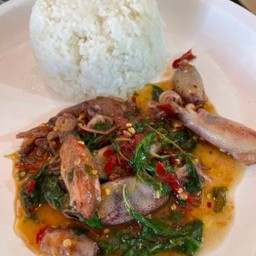 ข้าวกะเพราหมึกกะตอย