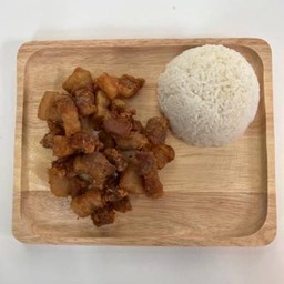 หมูสามชั้นทอดกับข้าวสวย