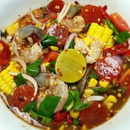ยำข้าวโพดกุ้งสด