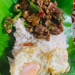 กะเพรา(*ถาด)เนื้อ