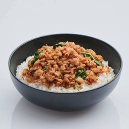 D6. Rice topped with stir-fried pork and basil - ข้าวกระเพราหมู
