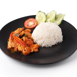 ข้าวไก่ผัดพริกเเกง