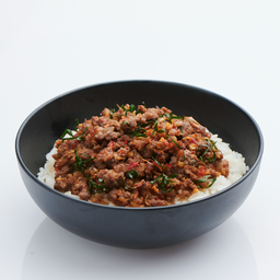 D9. Rice with spicy beef and kaffir leaves - ข้าวเนื้อผัดใบมะกรูด