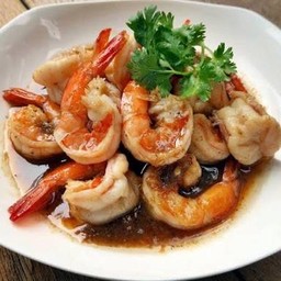 ข้าวราดกุ้งกระเทียม (ไม่แถมไข่ดาว)