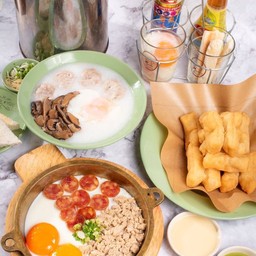 จับคู่สุดคุ้ม โจ๊กหมูใส่ไข่+ปาท่องโก๊ 2ตัว