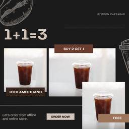 Promotion Set! อเมริกาโน่เย็น 2 แถม 1 ราคาเพียง 135 บาท