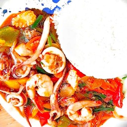 กุ้งผัดน้ำพริกเผา