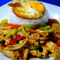 ผัดพริกหยวก(ราดข้าว)