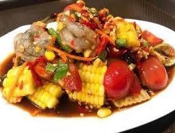 ตำข้าวโพดกุ้งสด