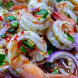 ยำกุ้งสุก-กุ้งสด
