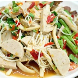 ยำเห็ดเข็มทองหมูยอ