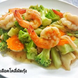 ผัดผักรวม+กุ้ง