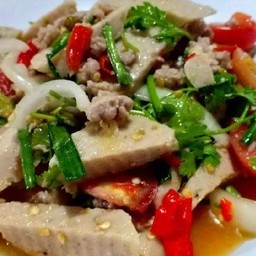 ยำหมูยอ หมูสับ ไม่ปลาร้า